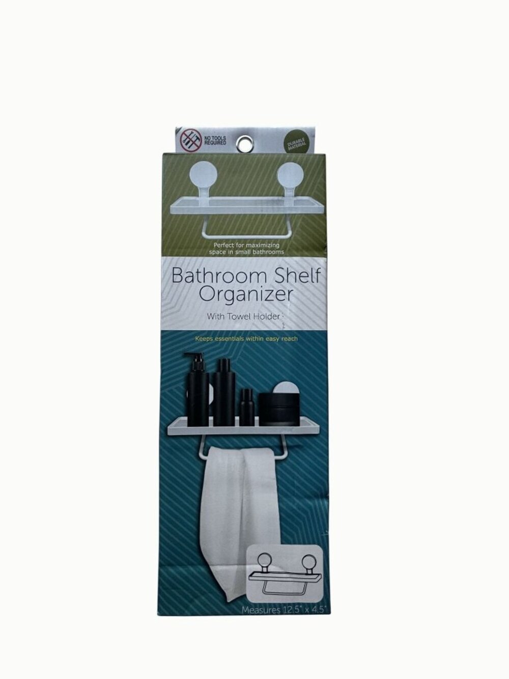 Self Adhesive Bathroom Shelf Towel Holder No Drill Dorm Apartment Organizer NEW